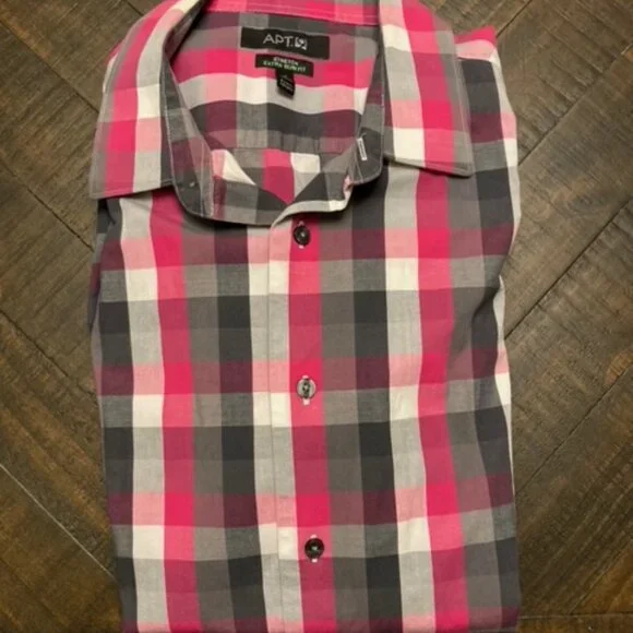 Men Apt. 9 Plaid Shirt Stretch Slim Fit - Picture 5 of 5